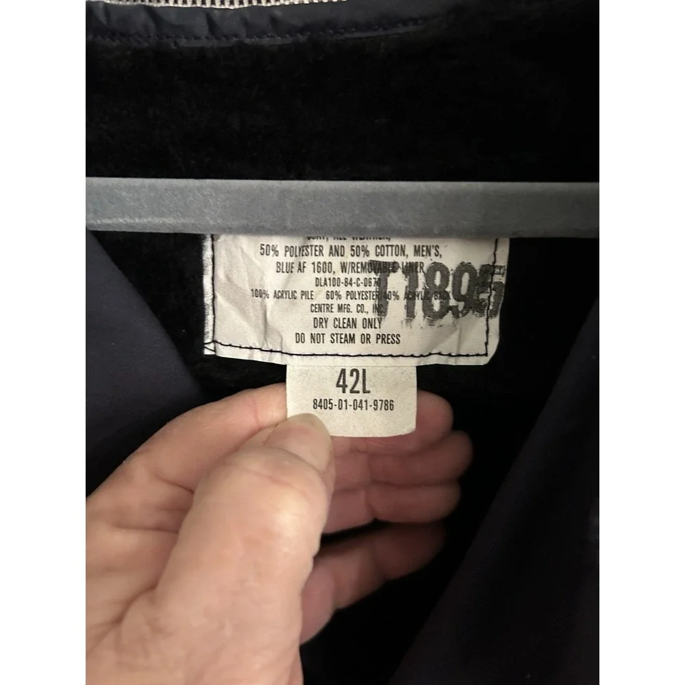 Vintage Centre Mfg Co All Weather Coat Mens 42L Blue AF 1600 Removable Liner